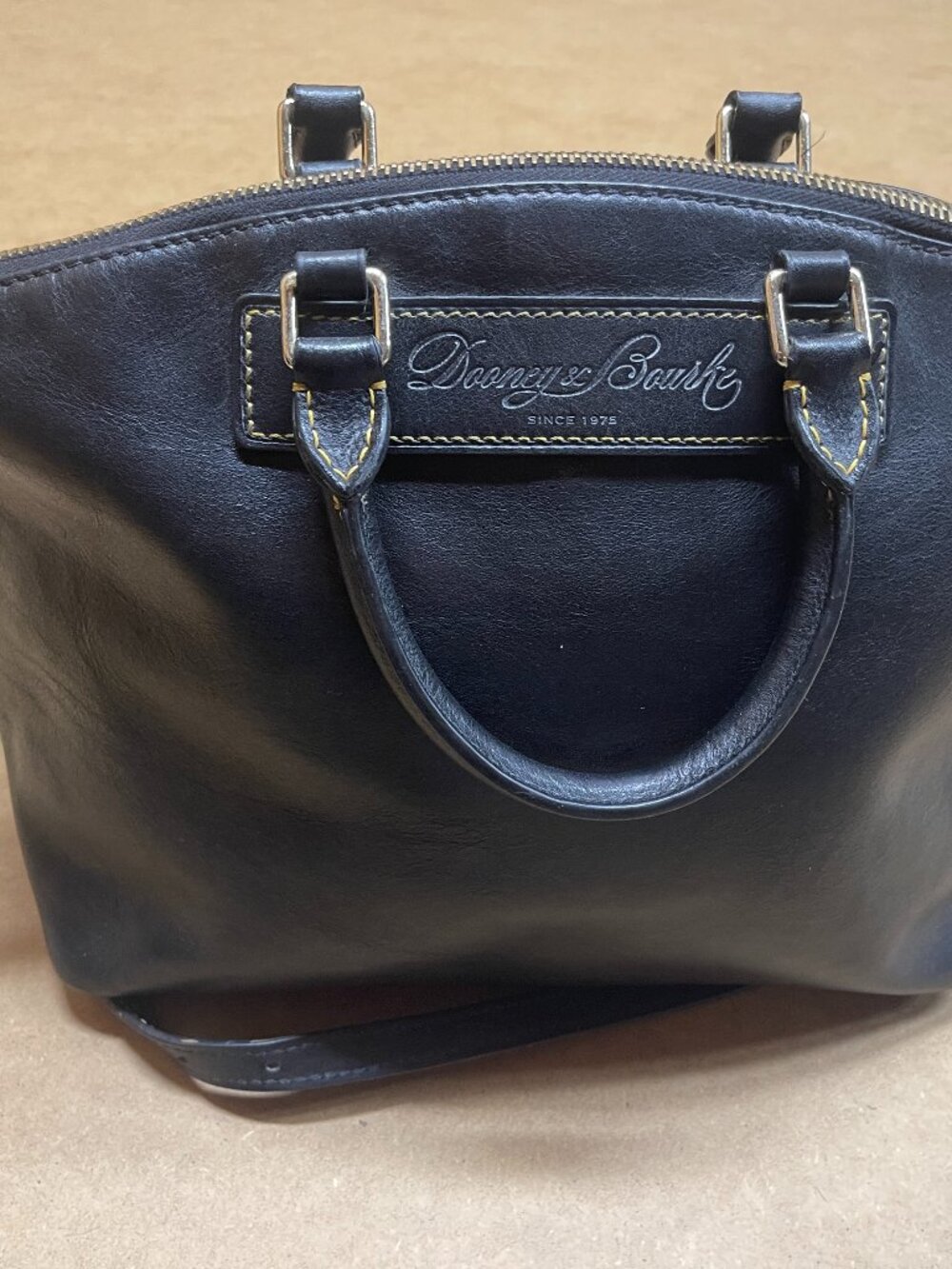 Vintage Dooney & Bourne Florentine Black Leather Vachetta Satchel Handbag